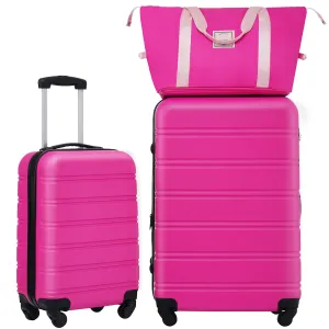 Hardshell Luggage Sets 2 Pieces   Bag Spinner Suitcase With Tsa Lock Lightweight 20" / 28" - Pink