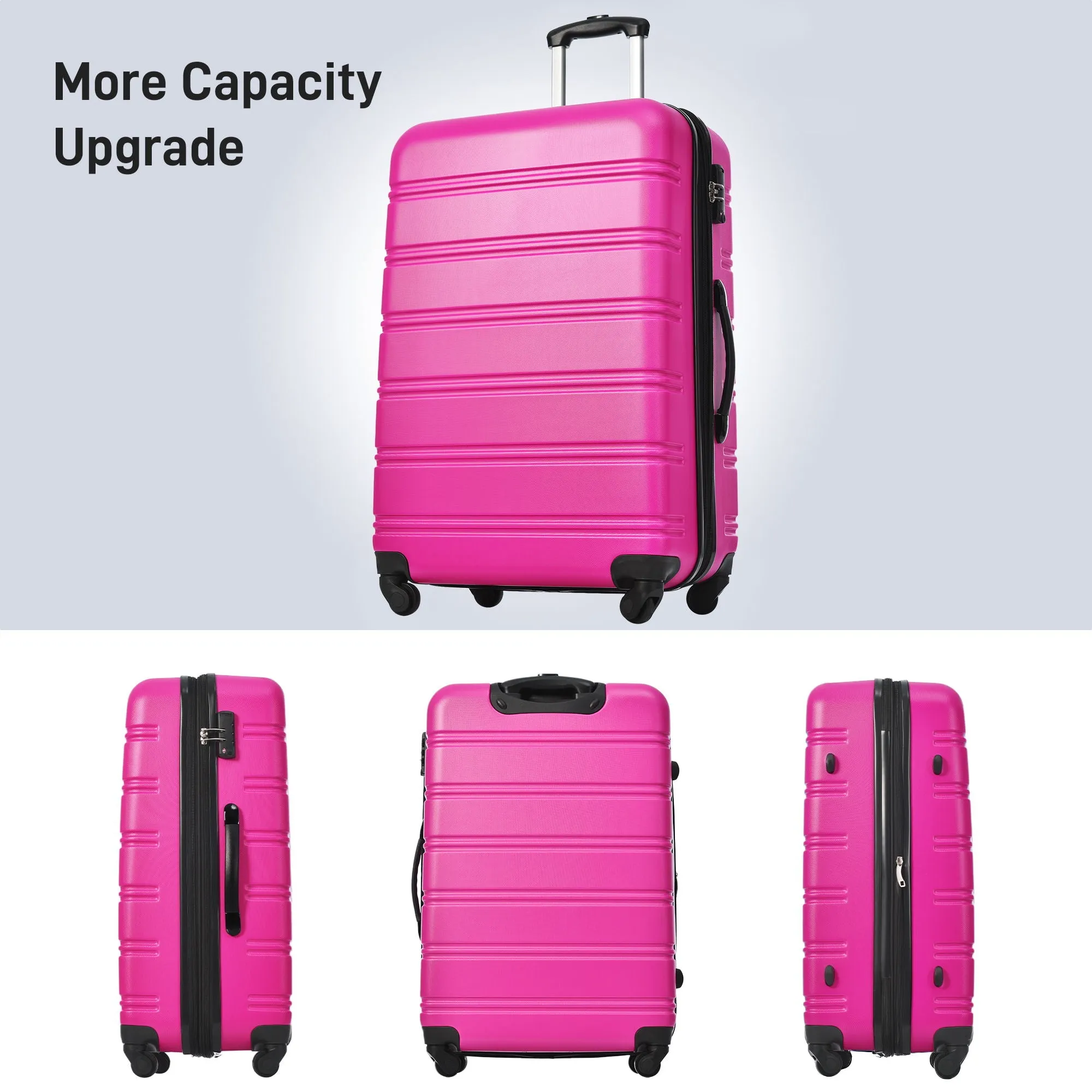 Hardshell Luggage Sets 2 Pieces   Bag Spinner Suitcase With Tsa Lock Lightweight 20" / 28" - Pink