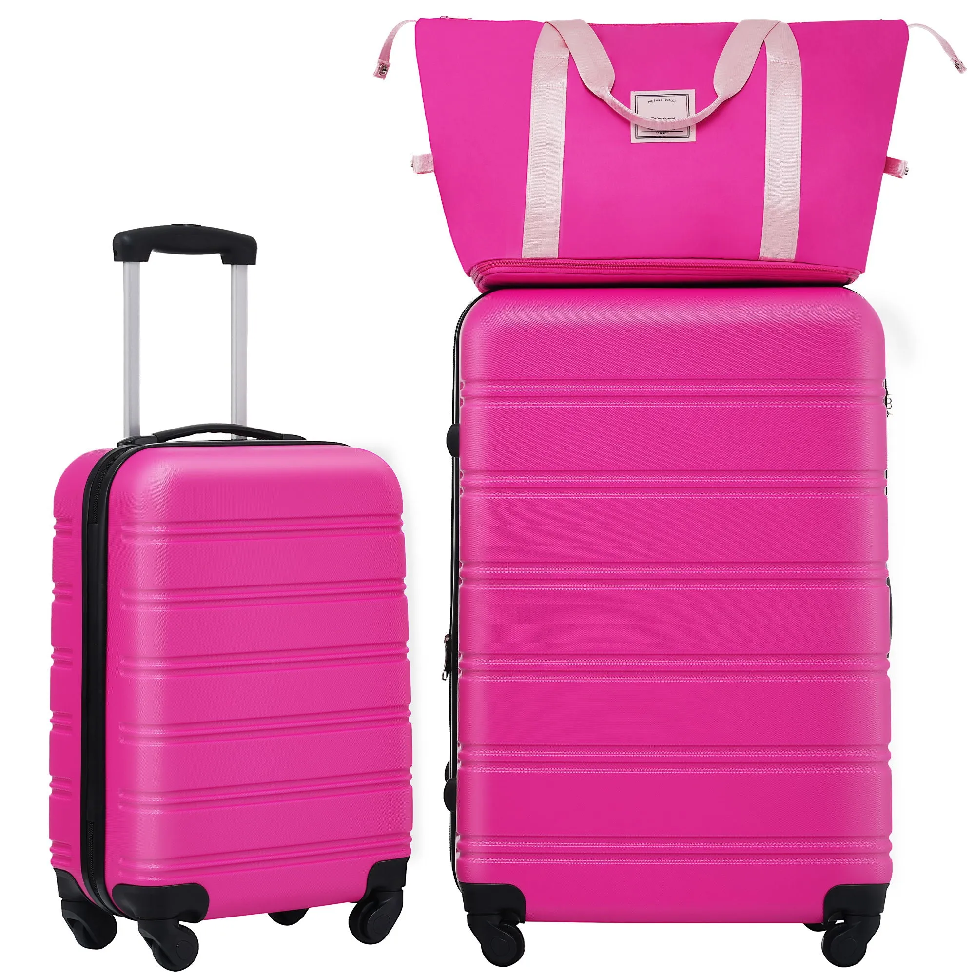 Hardshell Luggage Sets 2 Pieces   Bag Spinner Suitcase With Tsa Lock Lightweight 20" / 28" - Pink