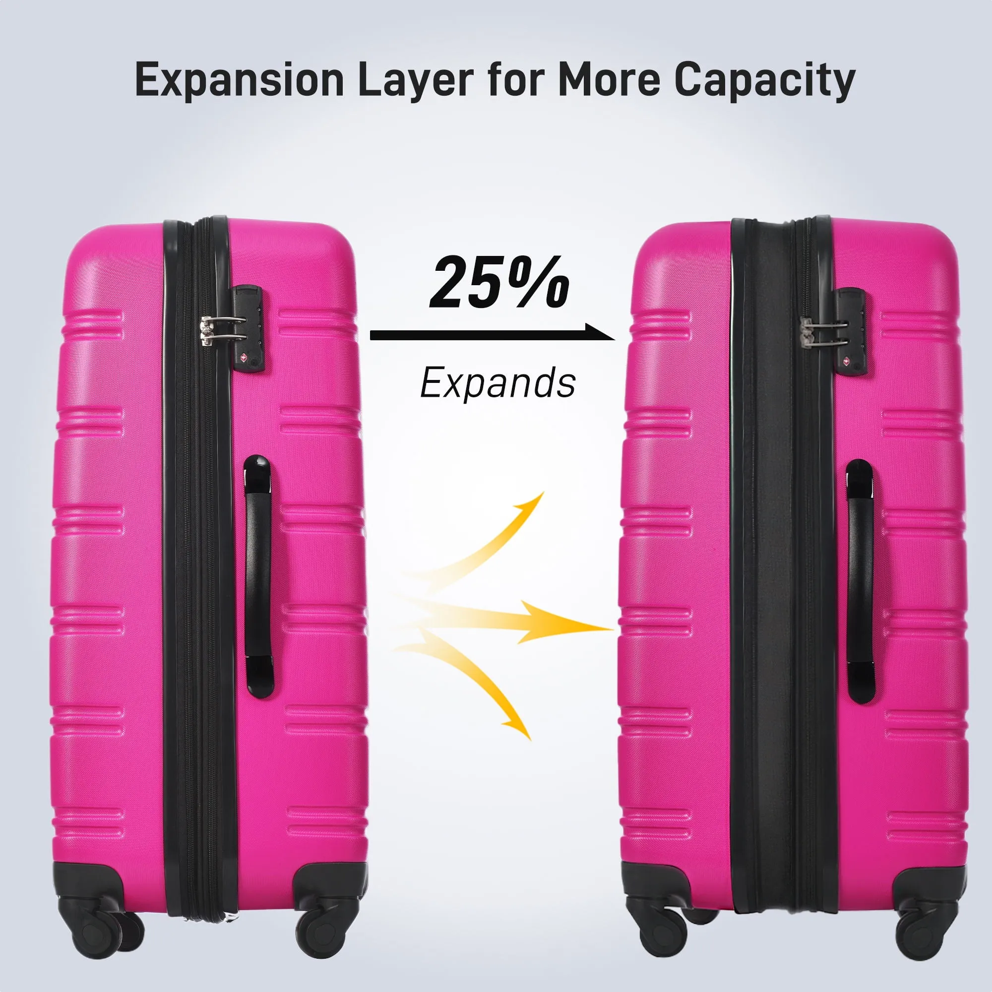 Hardshell Luggage Sets 2 Pieces   Bag Spinner Suitcase With Tsa Lock Lightweight 20" / 28" - Pink