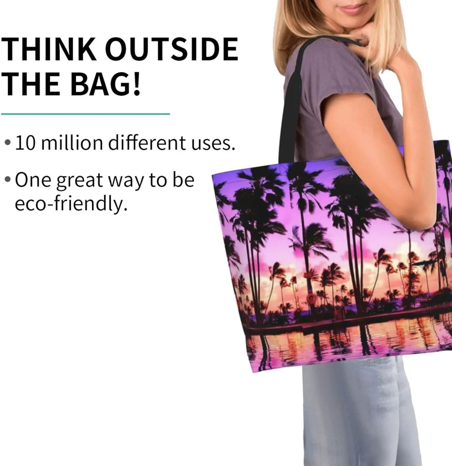 Hawaiian Tropical Pattern Tote Bag Large Women Palm Tree Casual Shoulder Bag Handbag Reusable Shopping Grocery Bag