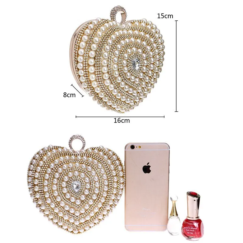 Heart Shape Evening Clutch Bags Beaded