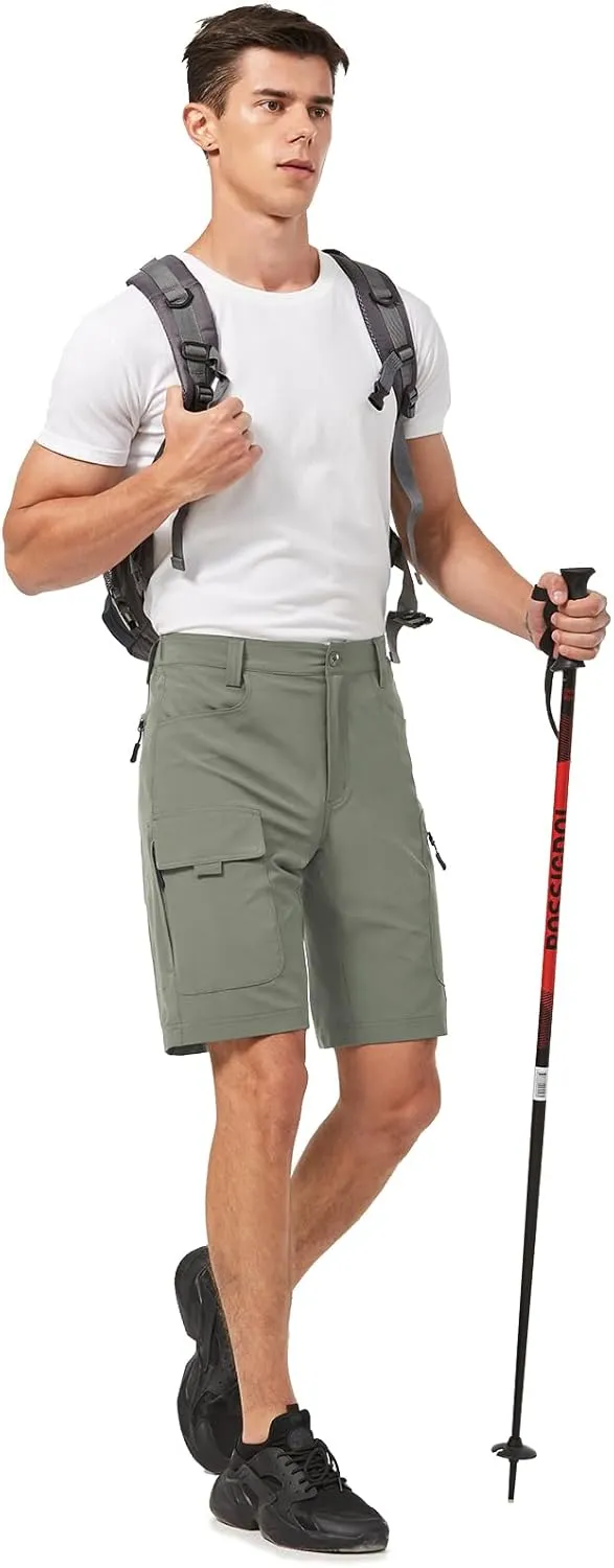 Hiauspor Men's Hiking Cargo Shorts 9"/10" Quick Dry Lightweight Waterproof for Golf Tactical Fishing Casual with 6 Pockets