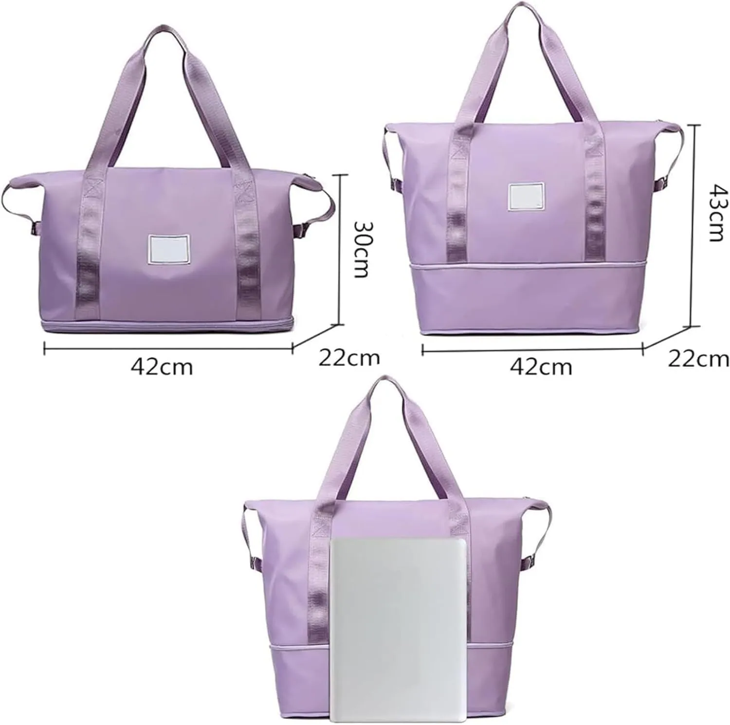 High-capacity Double-layer Wet Separation Travelling Bag, Foldable Travel Bag Expandable, Large Capacity Tote bag Women(Purple)