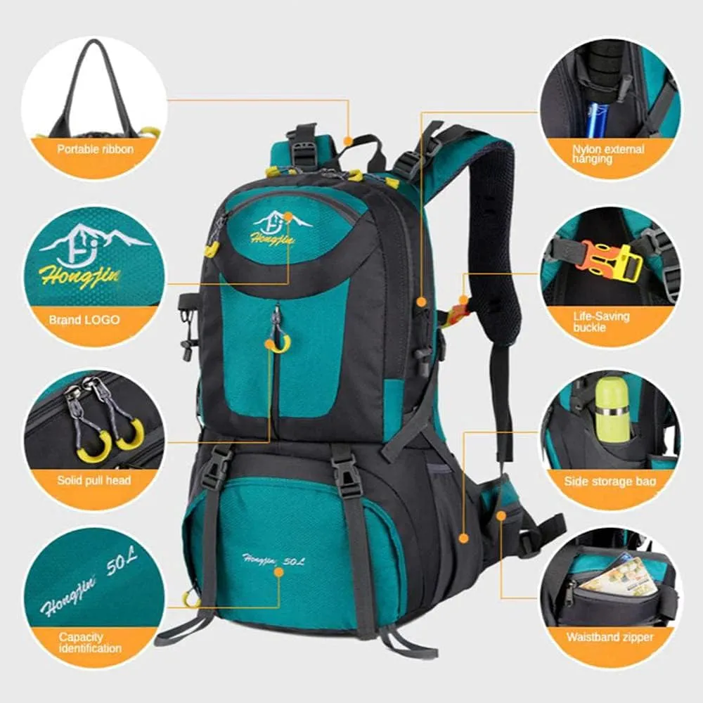 Hiking Backpack Waterproof Travel Fishing Climbing Camping 50L Hiking Daypack Trekking Bag Outdoor Adventure Sports