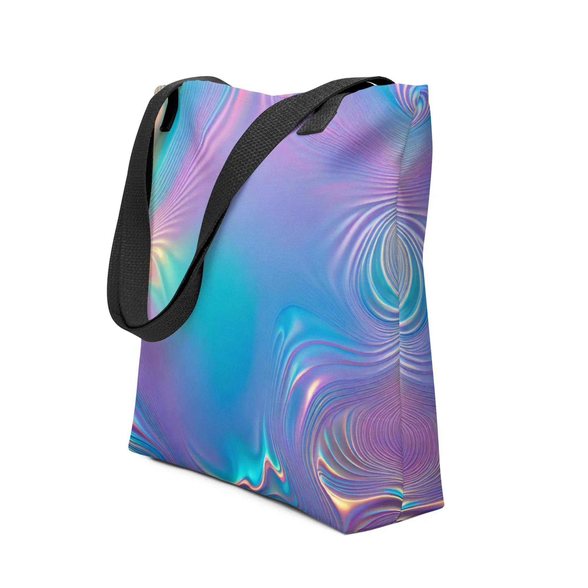 Holographic Neon Ripples All Over Print Tote Bag