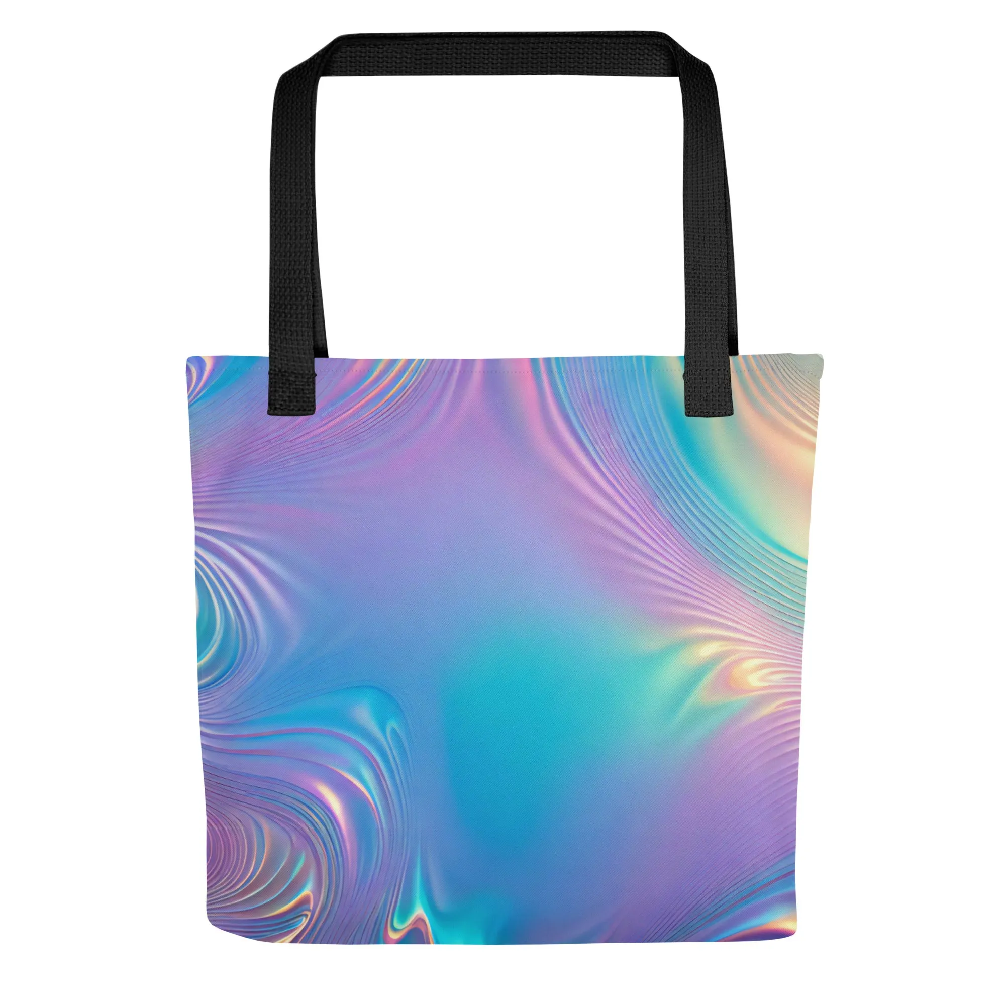 Holographic Neon Ripples All Over Print Tote Bag