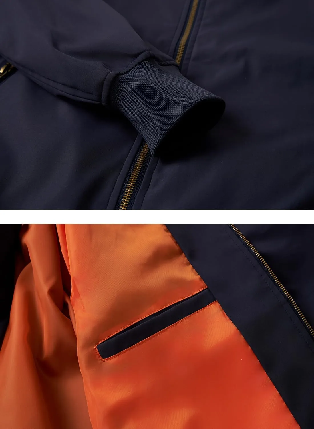 HOOD CREW Men’s Bomber Jacket Lightweight Casual Stylish Spring Fall Windbreaker Zip Up Outwear Coat with Pockets
