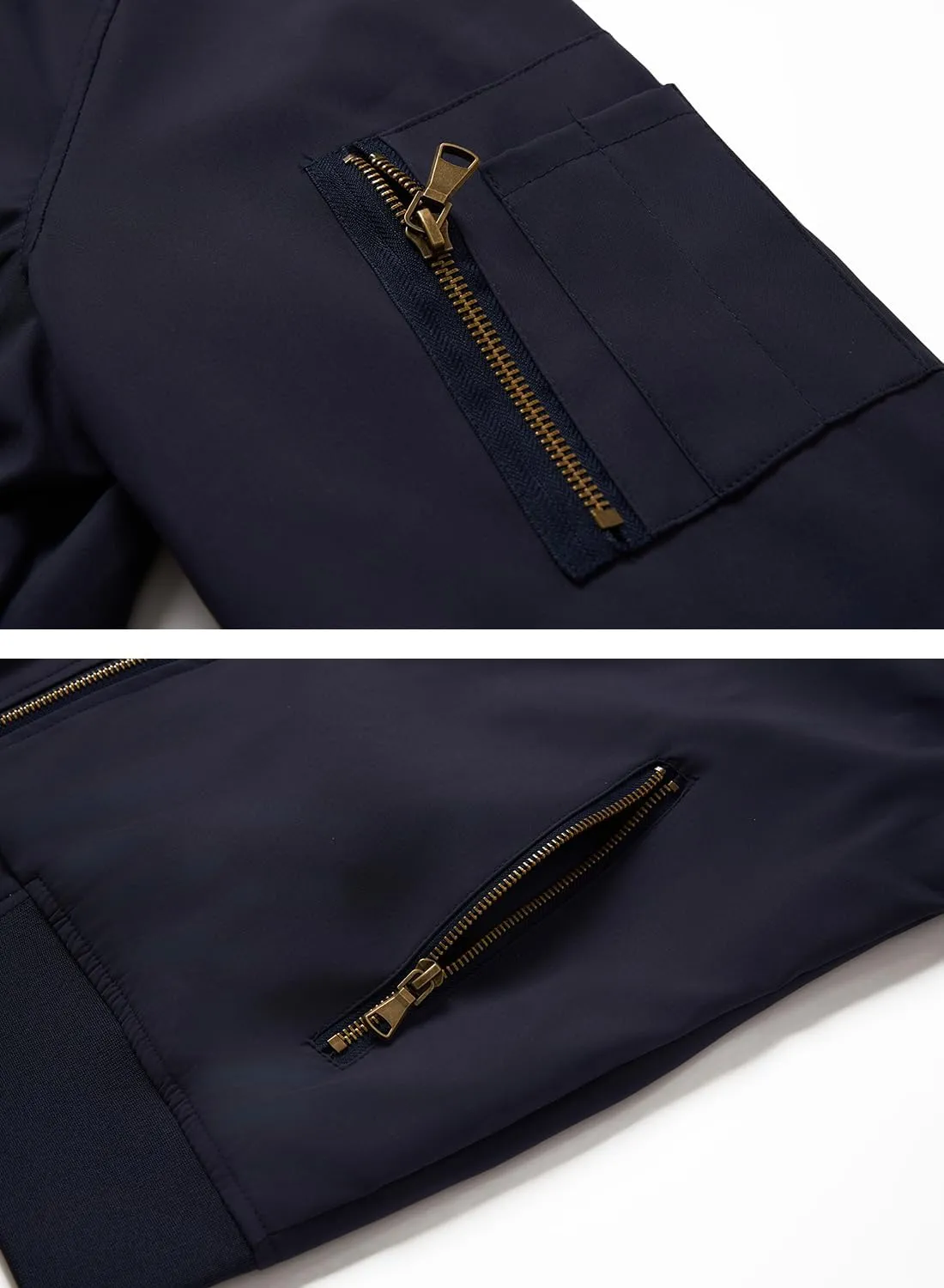 HOOD CREW Men’s Bomber Jacket Lightweight Casual Stylish Spring Fall Windbreaker Zip Up Outwear Coat with Pockets