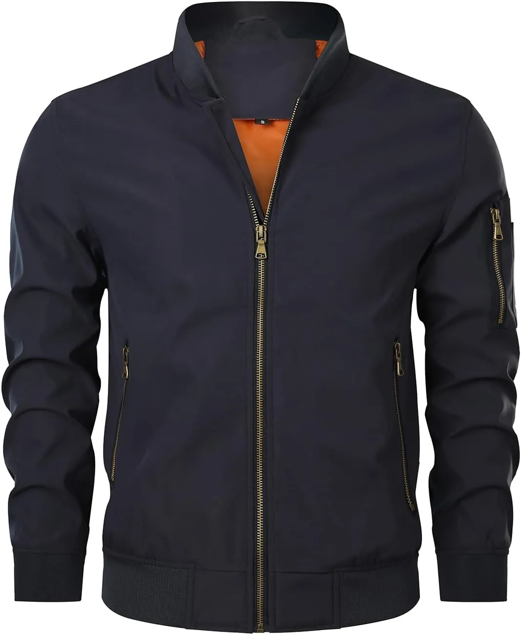 HOOD CREW Men’s Bomber Jacket Lightweight Casual Stylish Spring Fall Windbreaker Zip Up Outwear Coat with Pockets