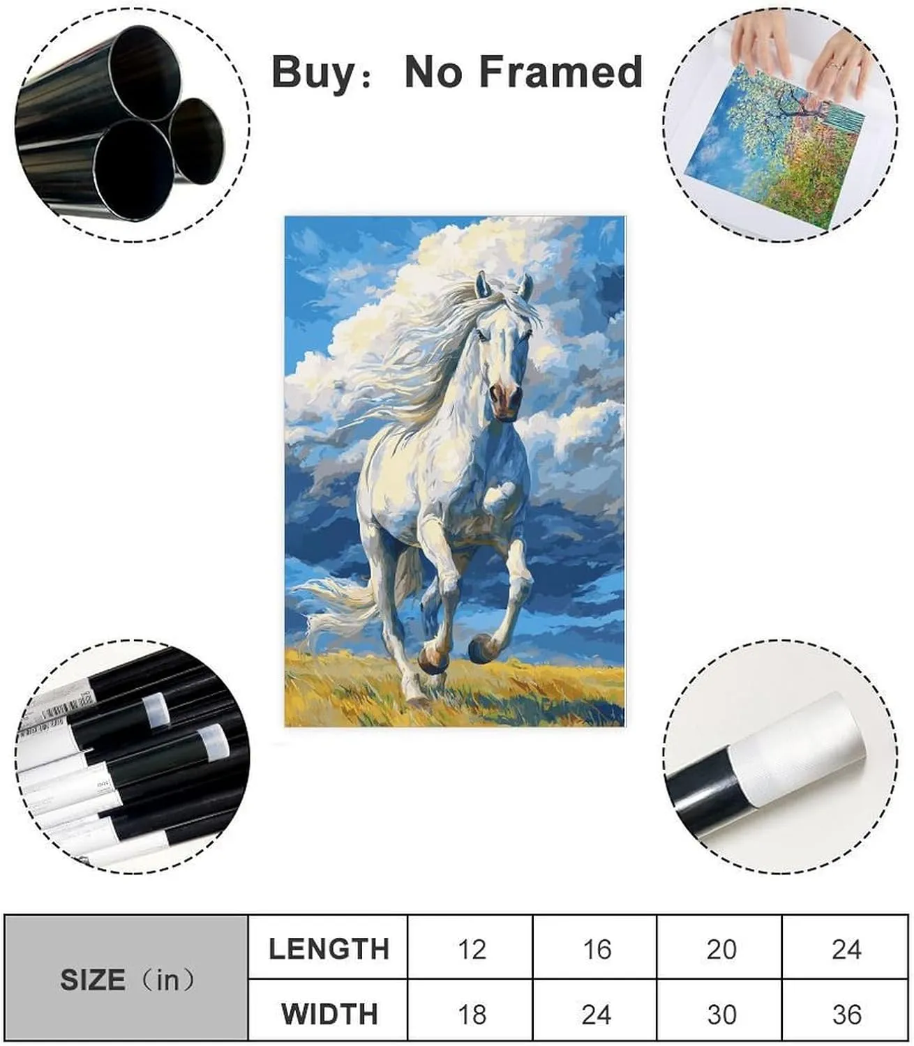 Horses Running on The Grassland Against The Background of Blue Sky Poster Prints Office Bathroom Room Decor Wall Art Aesthetic Canvas Paintings Unframe-style12x18inch(30x45cm)