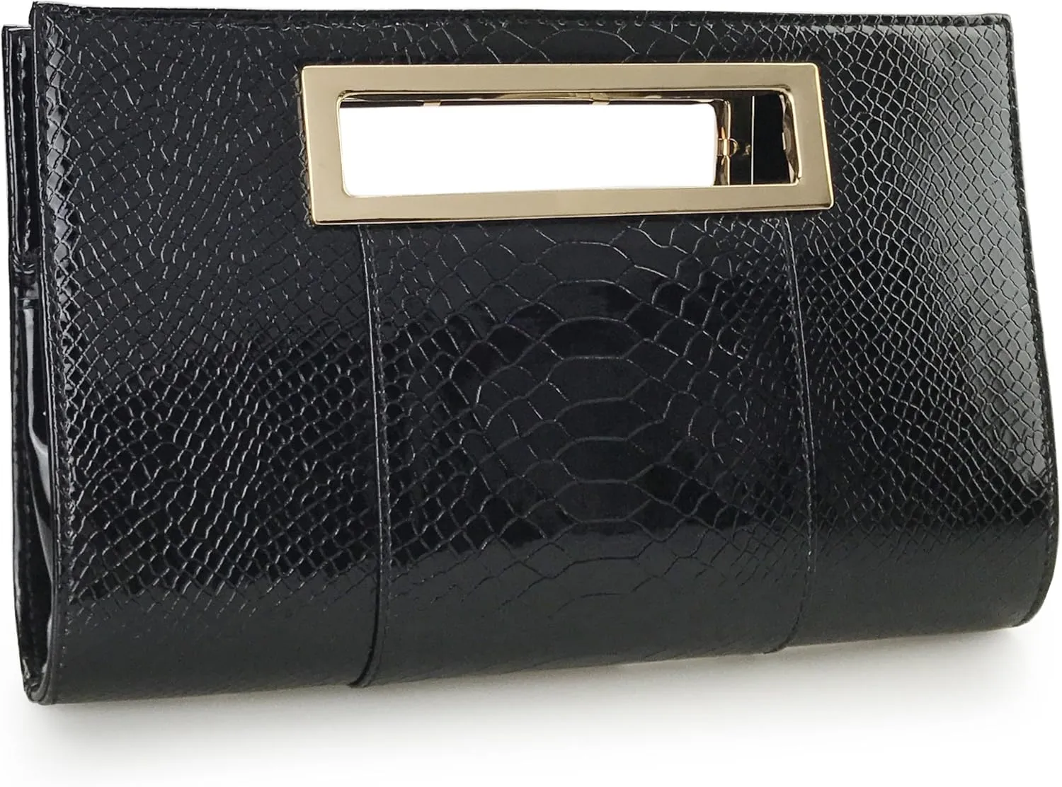 HOXIS Classic Crocodile Pattern Faux Leather Metal Grip Cut it out Clutch