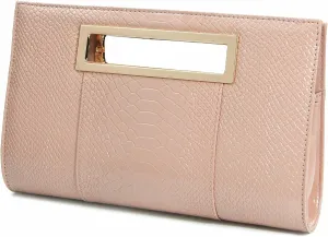 HOXIS Classic Crocodile Pattern Faux Leather Metal Grip Cut it out Clutch