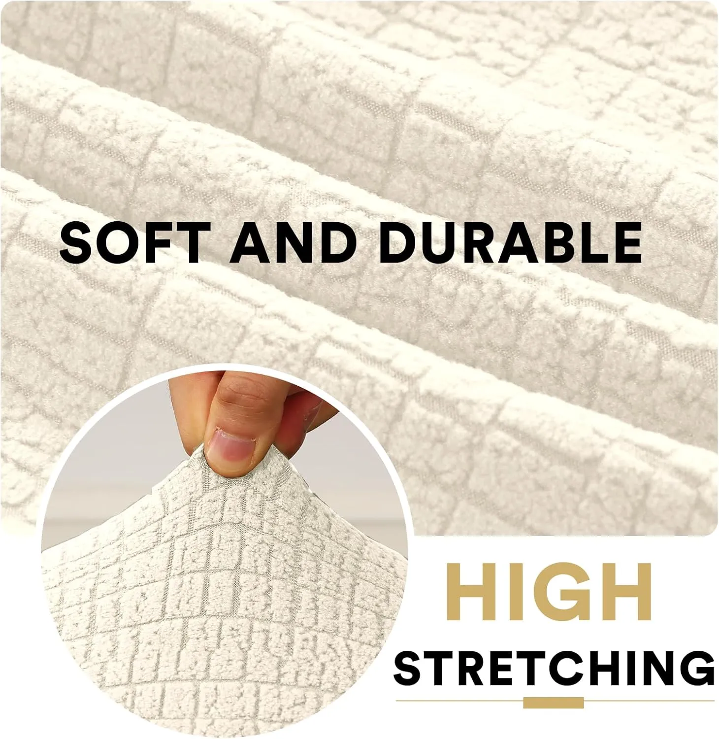 H.VERSAILTEX 100% Waterproof RV Dinette Cushion Covers Stretch Camper Cushion Covers RV Loveseat Cover Furniture Protector for Travel Trailer Crizzle Pattern (2 Backrest Cover & 2 Bench Cover, Ivory)