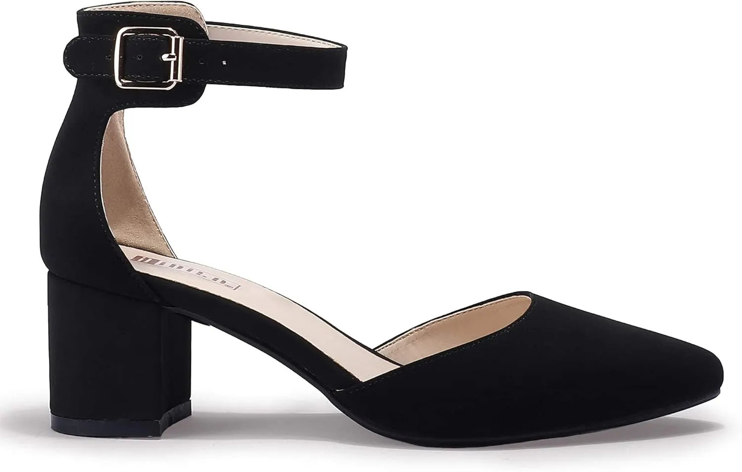IDIFU Women's IN2 Pedazo Dress Shoes Low Block Heels Comfortable Chunky Closed Toe Ankle Strap Wedding Pumps