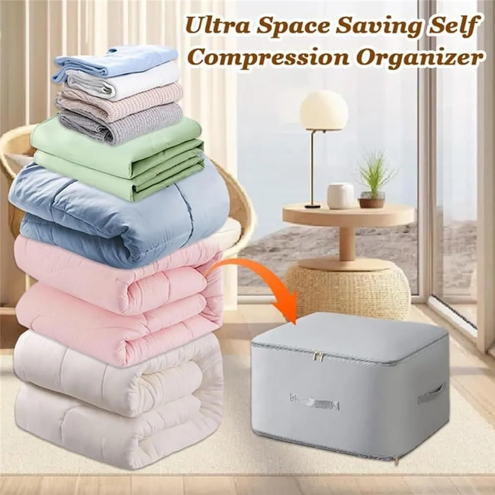 Implicationi Ultra Space Saving Self Compression Organizer, Implicationi Compression Organizer, Large Capacity Compression Bags for Travel, for Clothes, Comforters (Pink,2Floo21.25 * 16.53 * 23.62in)