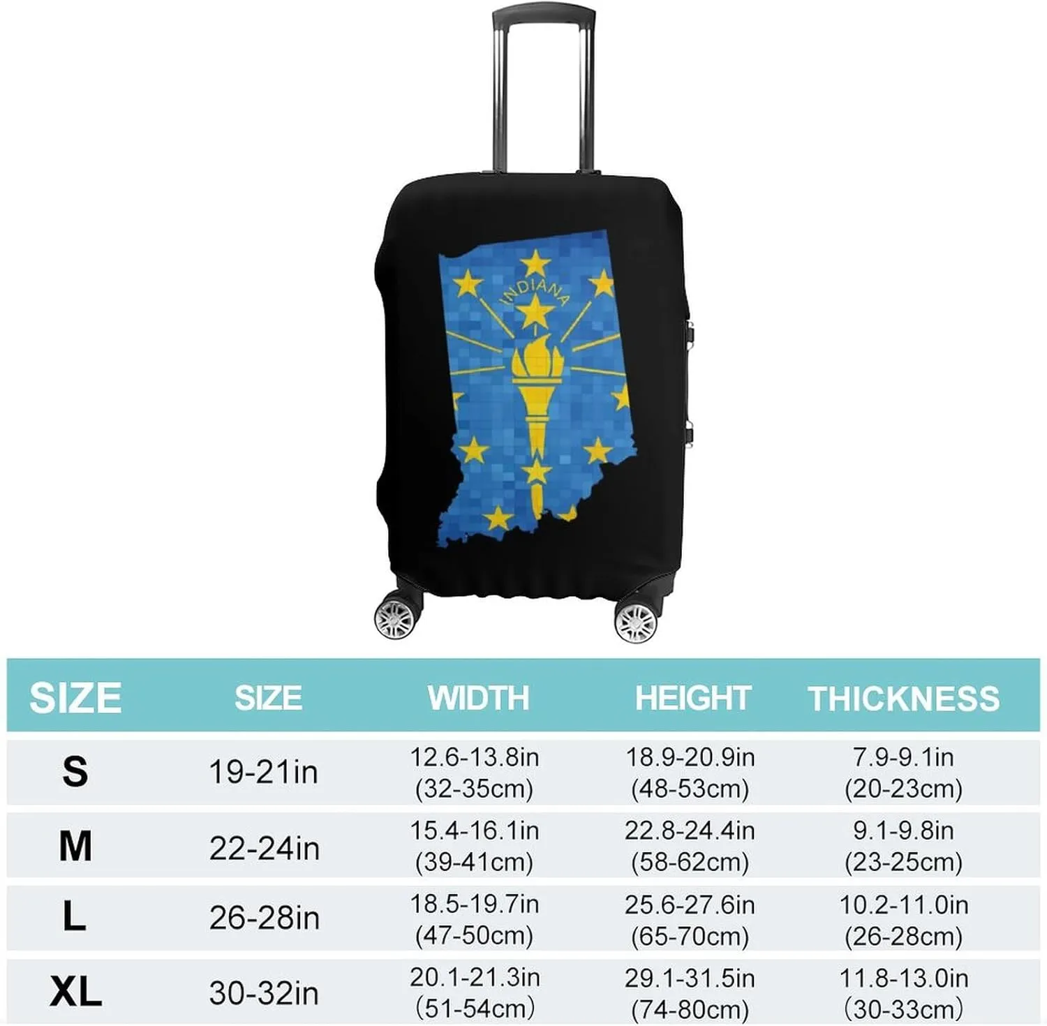 Indiana State Map Travel Luggage Cover Stylish Suitcase Protector with Zippered Fits 19-32 Inch Baggage