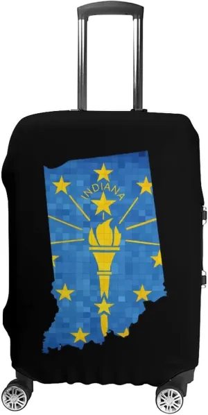Indiana State Map Travel Luggage Cover Stylish Suitcase Protector with Zippered Fits 19-32 Inch Baggage