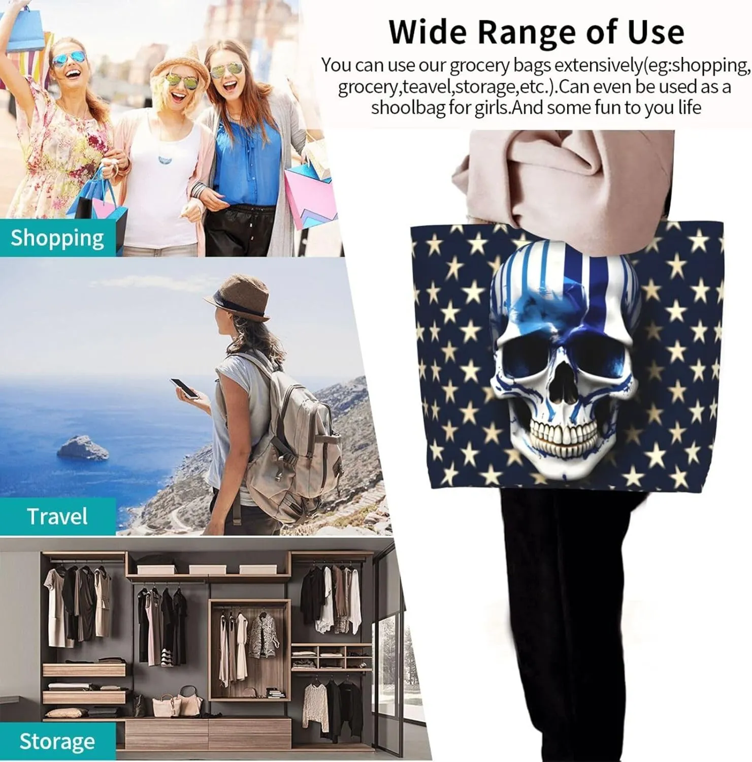 Indigo Flame Print Print Shoulder Bag For Women Shopping Bags Tote Bag Large Storage Handbag Grocery Bags