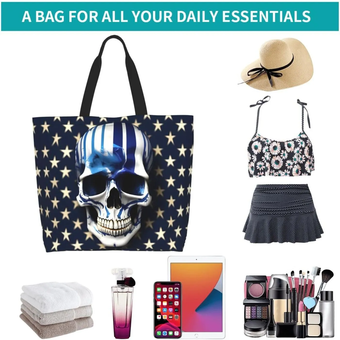 Indigo Flame Print Print Shoulder Bag For Women Shopping Bags Tote Bag Large Storage Handbag Grocery Bags