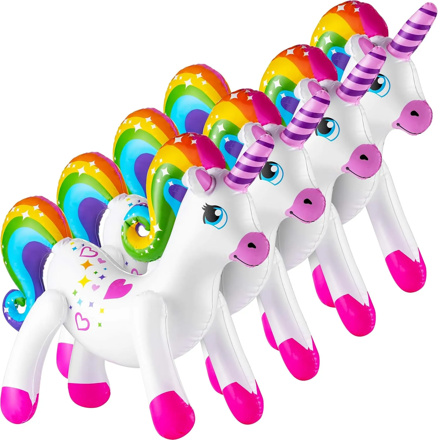 Inflatable Unicorn - (Pack of 4) 24 Inch - Large Blow-up Rainbow Unicorns for Unicorn Themed Birthday Party Decor, Pool Fun, and Party Decoration Supplies by Bedwina