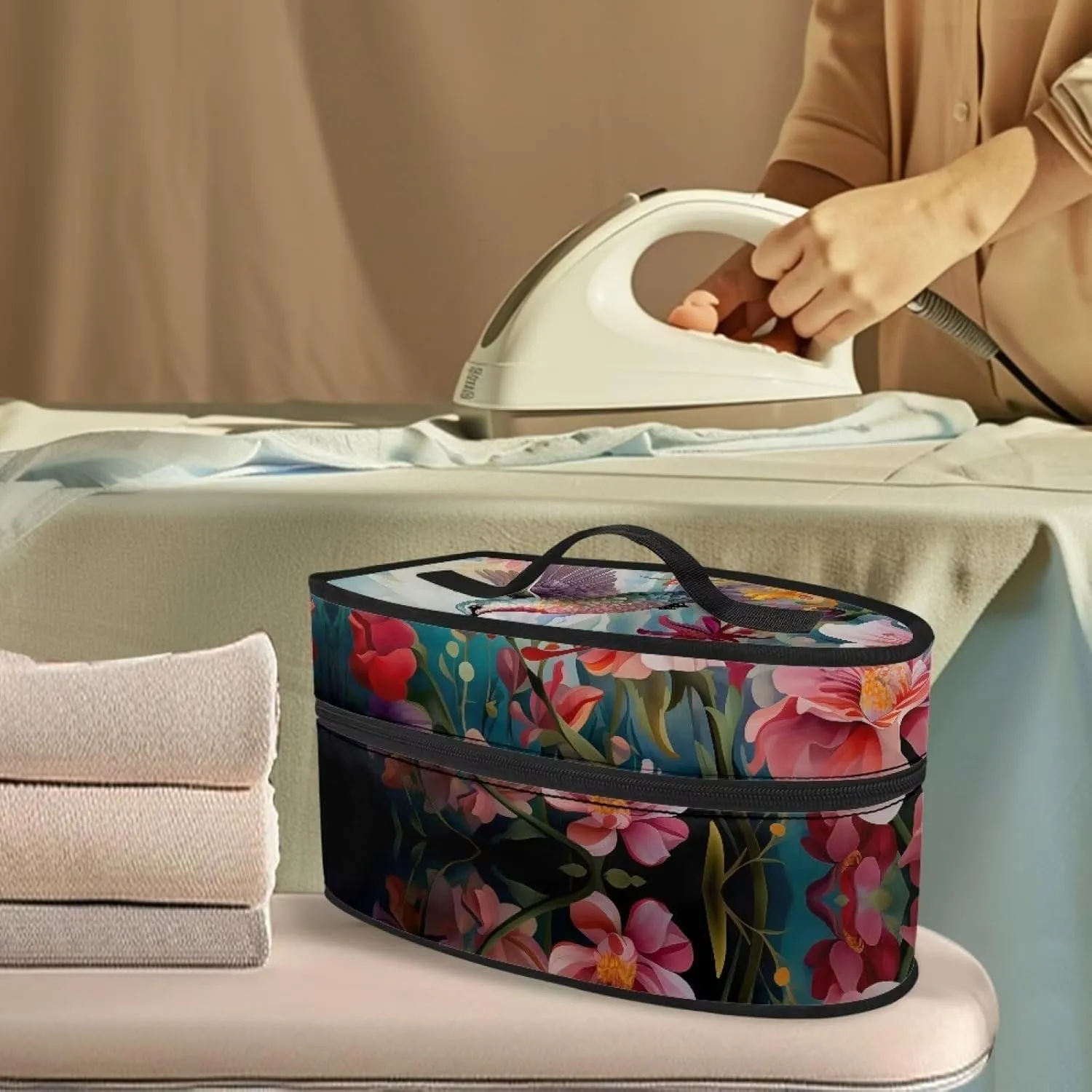 Iron Bag for Travel Hummingbird Floral Iron Bag Holder Lightweight Carrying Bag for Travel Waterproof Dustproof Iron Carrying Case Suitable for Travel or Storage