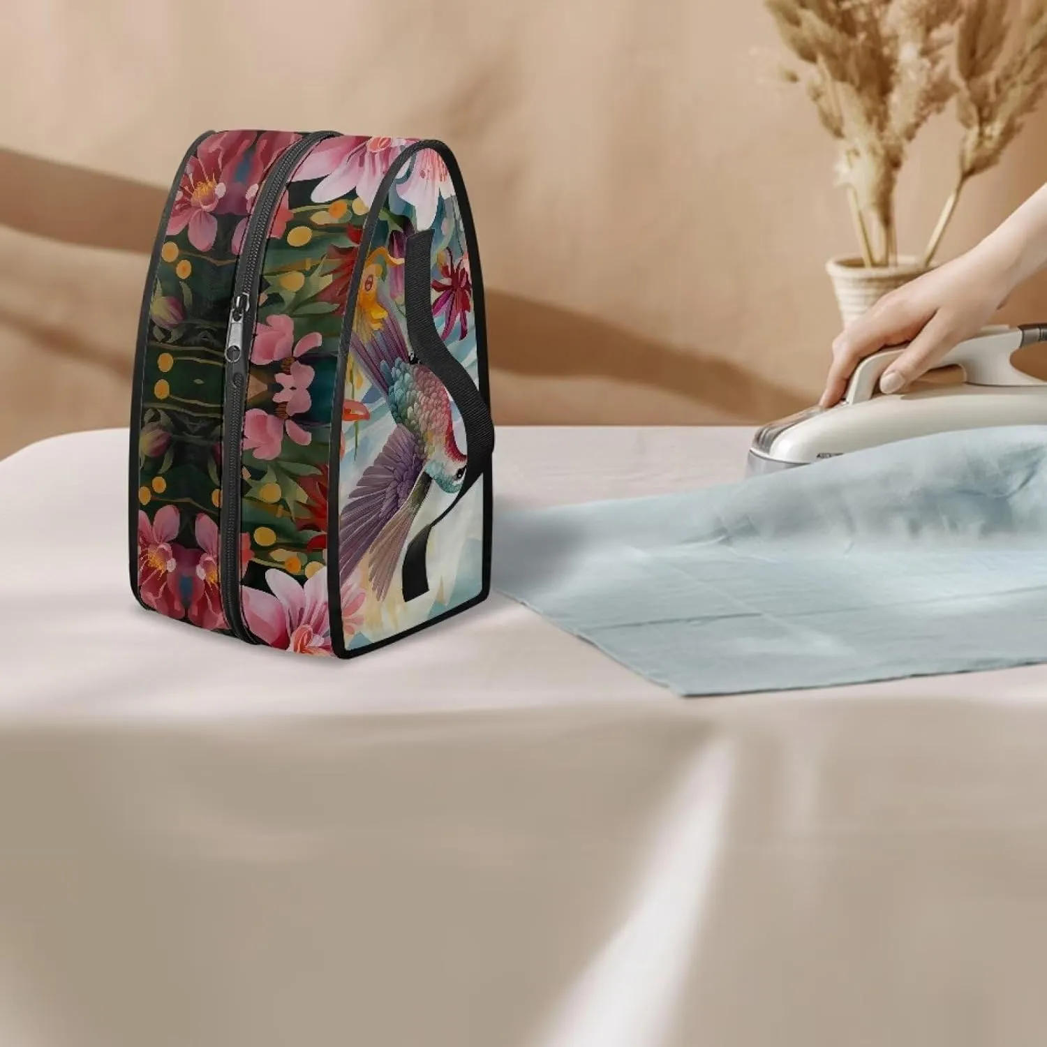 Iron Bag for Travel Hummingbird Floral Iron Bag Holder Lightweight Carrying Bag for Travel Waterproof Dustproof Iron Carrying Case Suitable for Travel or Storage