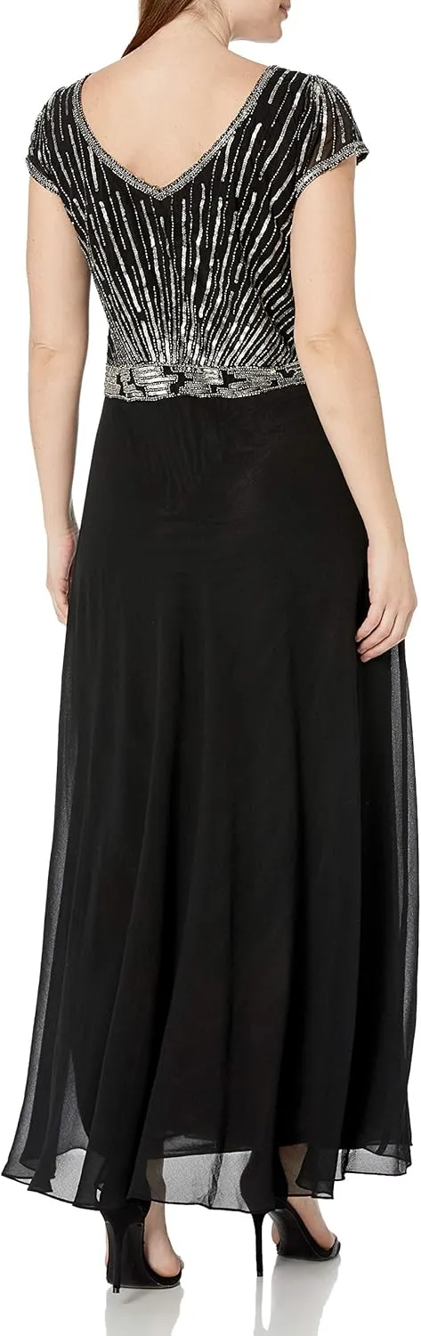 J Kara Women's Sweet Heart Neck Long Dress