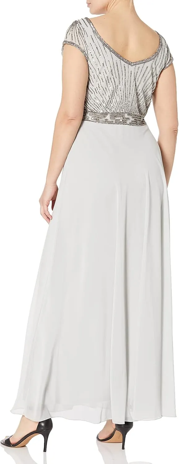 J Kara Women's Sweet Heart Neck Long Dress