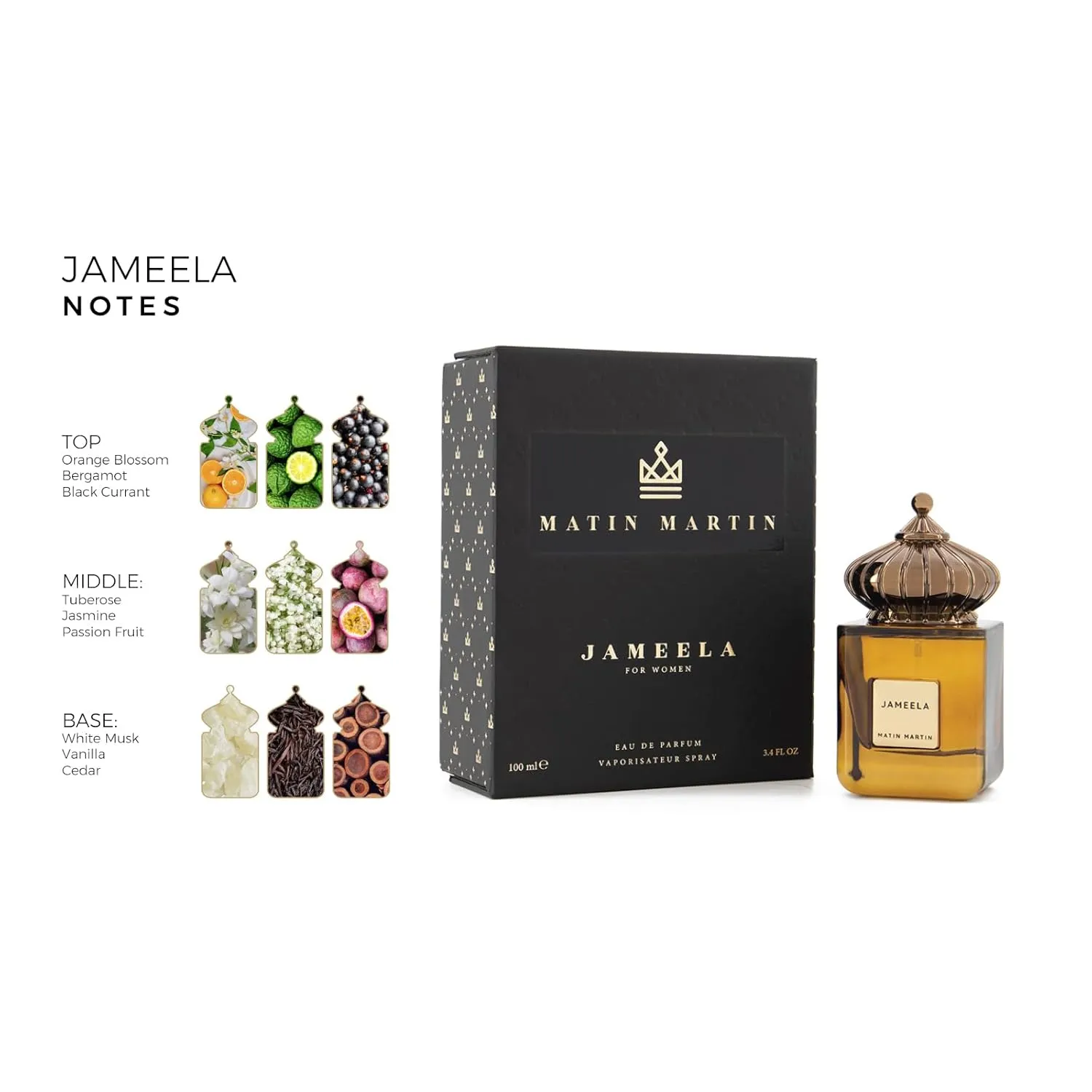Jameela - Vanilla Perfume for Women with Floral Notes - Long-Lasting Womens Perfume - Travel Size - Arabian Perfume for Women - 3.4 oz