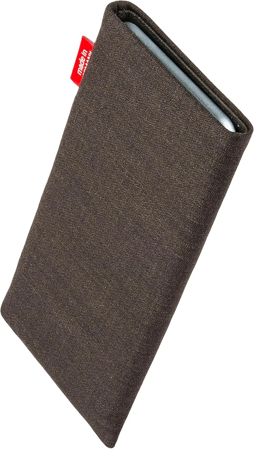 Jive Brown Custom Tailored Sleeve for Mobistel Cynus F3. Fine Suit Fabric Pouch with Integrated Microfibre Lining for Display Cleaning