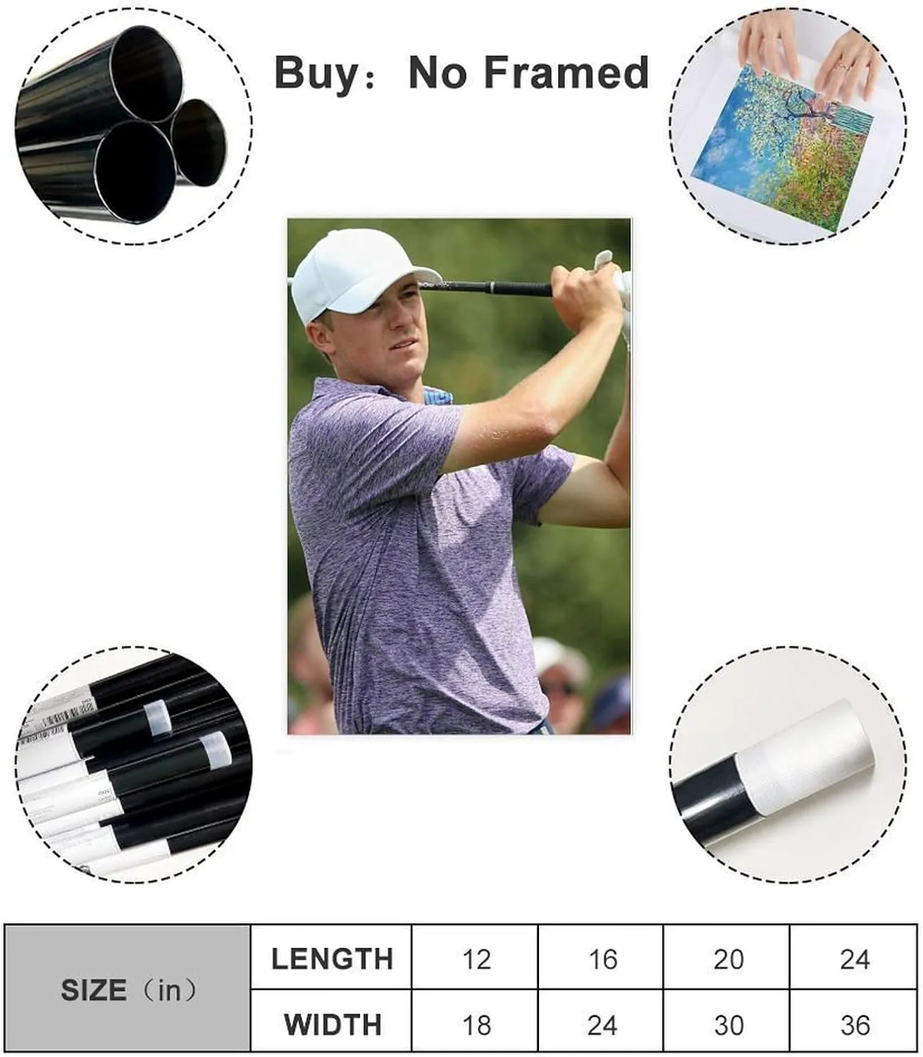 Jordan Spieth Golf Poster65 Canvas Poster Wall Art Decor Print Picture Paintings for Living Room Bedroom Decoration Unframe:20x30inch(50x75cm)
