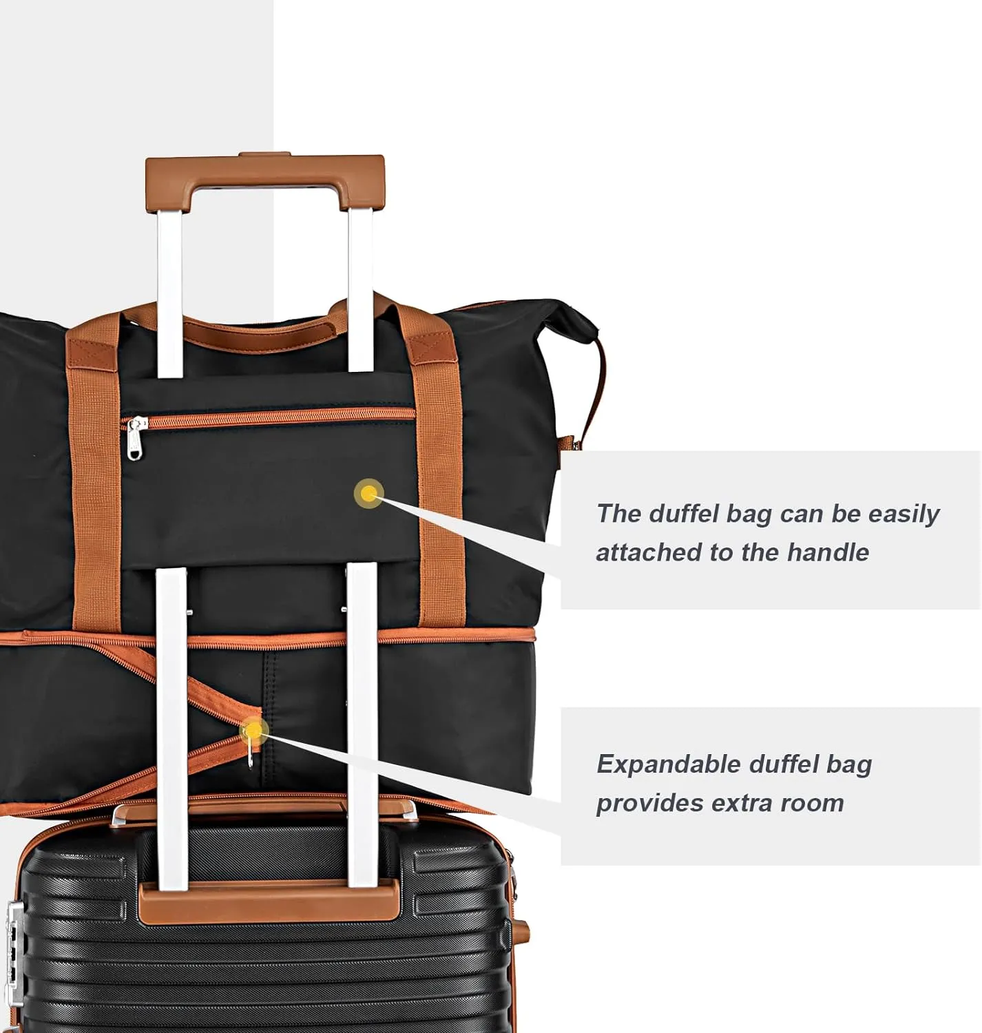 Joyway 24 Inch Checked Luggage, Expandable Suitcase with Spinner Wheel, 3 Piece Hard Shell Luggage Set with TSA Lock(Black)