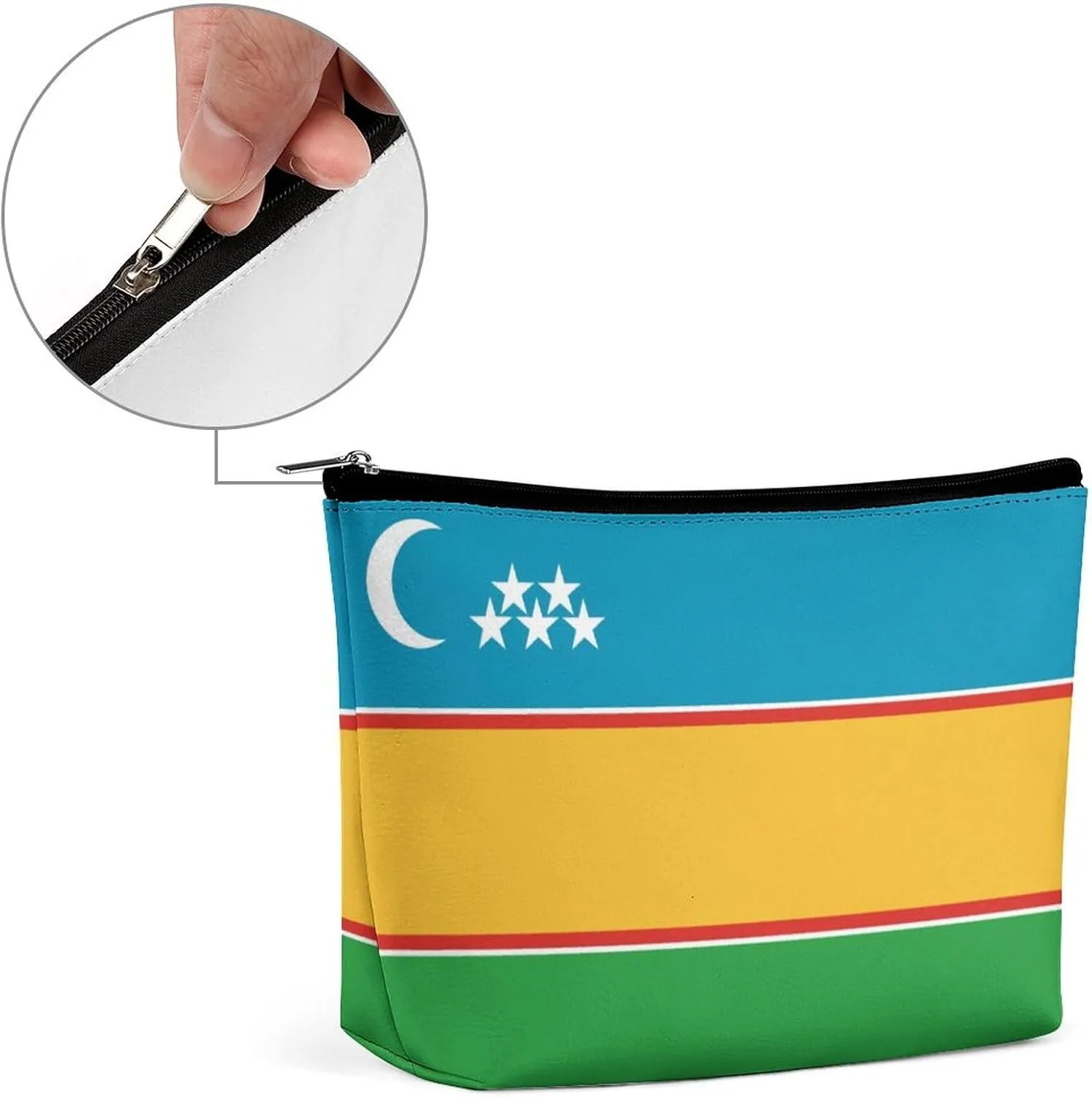 Karakalpakstan Flag Travel-Friendly Cosmetic Bag Zipper Makeup Organizer Pouch for Women