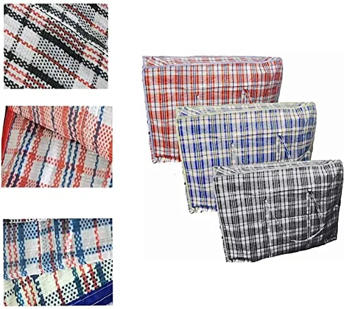 KAV Pack of 3 Extra Large Plastic Ziplock Laundry Bag - Large Capacity Storage Organiser, Reusable and Foldable Shopping Bag with Comfortable Handles for Clothes, Shoes, Bedding, Grocery