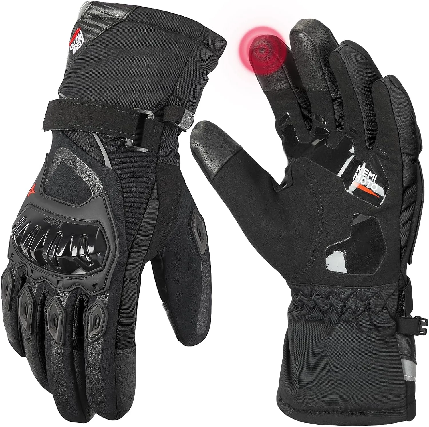 KEMIMOTO Winter Motorcycle Gloves, Rainproof Riding Gloves with Touchscreen for Riding, ATV, UTV, Snowmobile