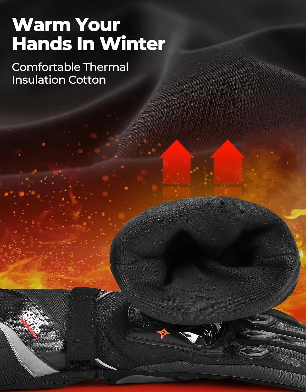 KEMIMOTO Winter Motorcycle Gloves, Rainproof Riding Gloves with Touchscreen for Riding, ATV, UTV, Snowmobile