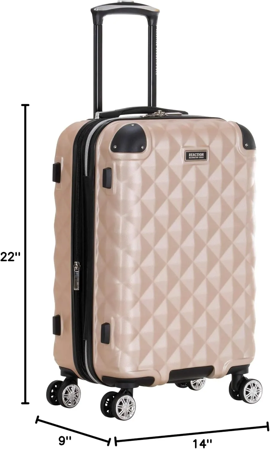 Kenneth Cole REACTION Diamond Tower Collection Lightweight Hardside Expandable 8-Wheel Spinner Travel Luggage, Rose Gold, 28-Inch Checked