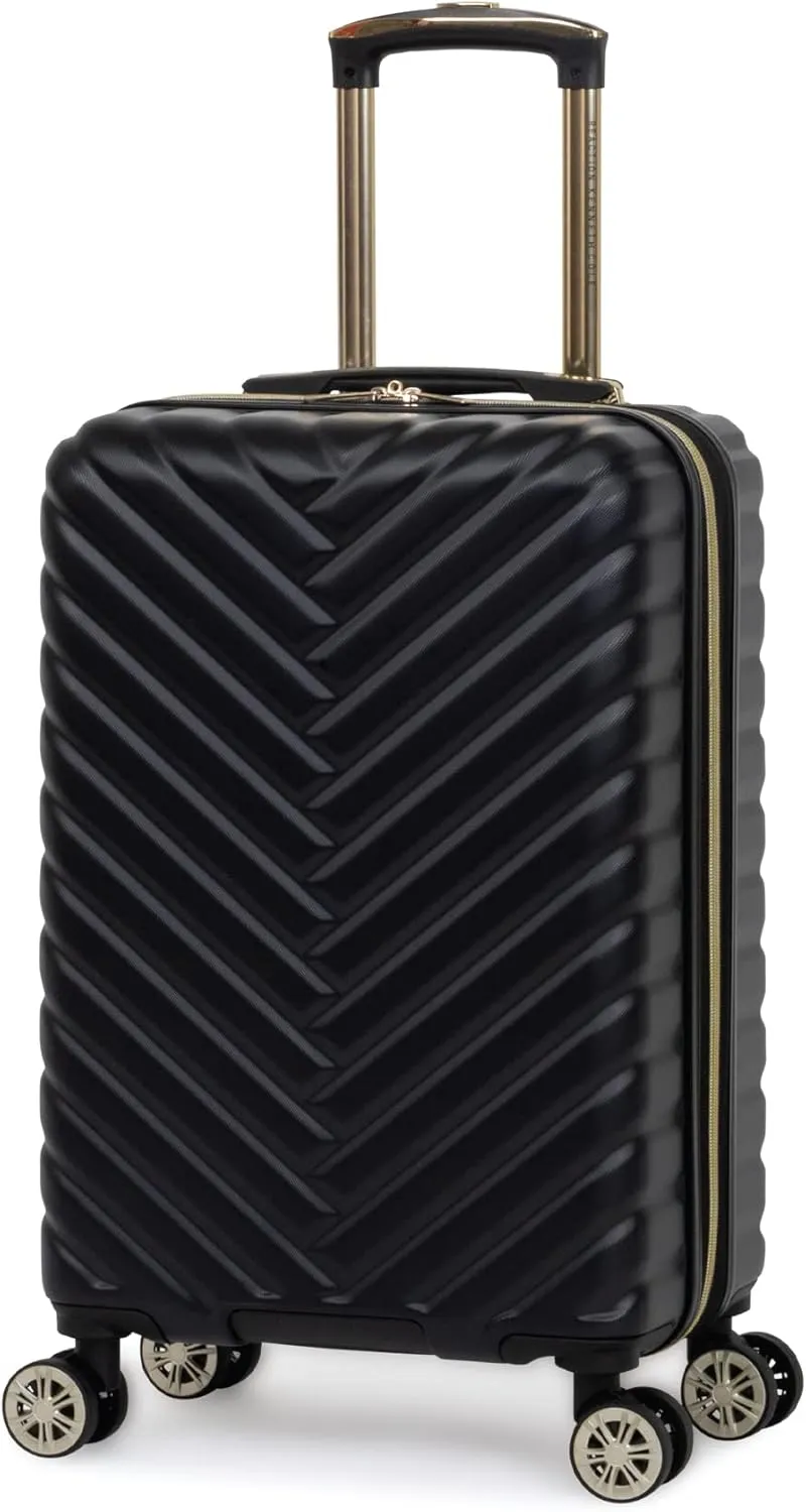 Kenneth Cole REACTION Madison Square Lightweight Hardside Chevron Expandable Spinner Luggage, Black, 20-Inch Carry On
