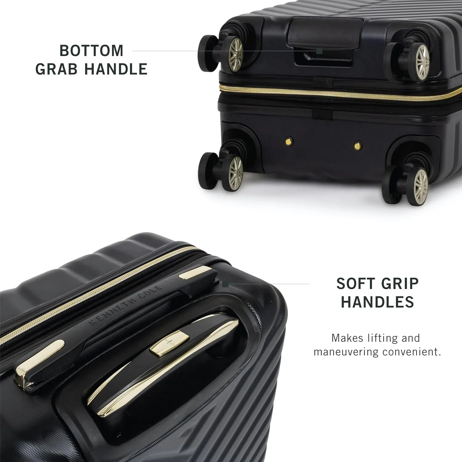 Kenneth Cole REACTION Madison Square Lightweight Hardside Chevron Expandable Spinner Luggage, Black, 20-Inch Carry On