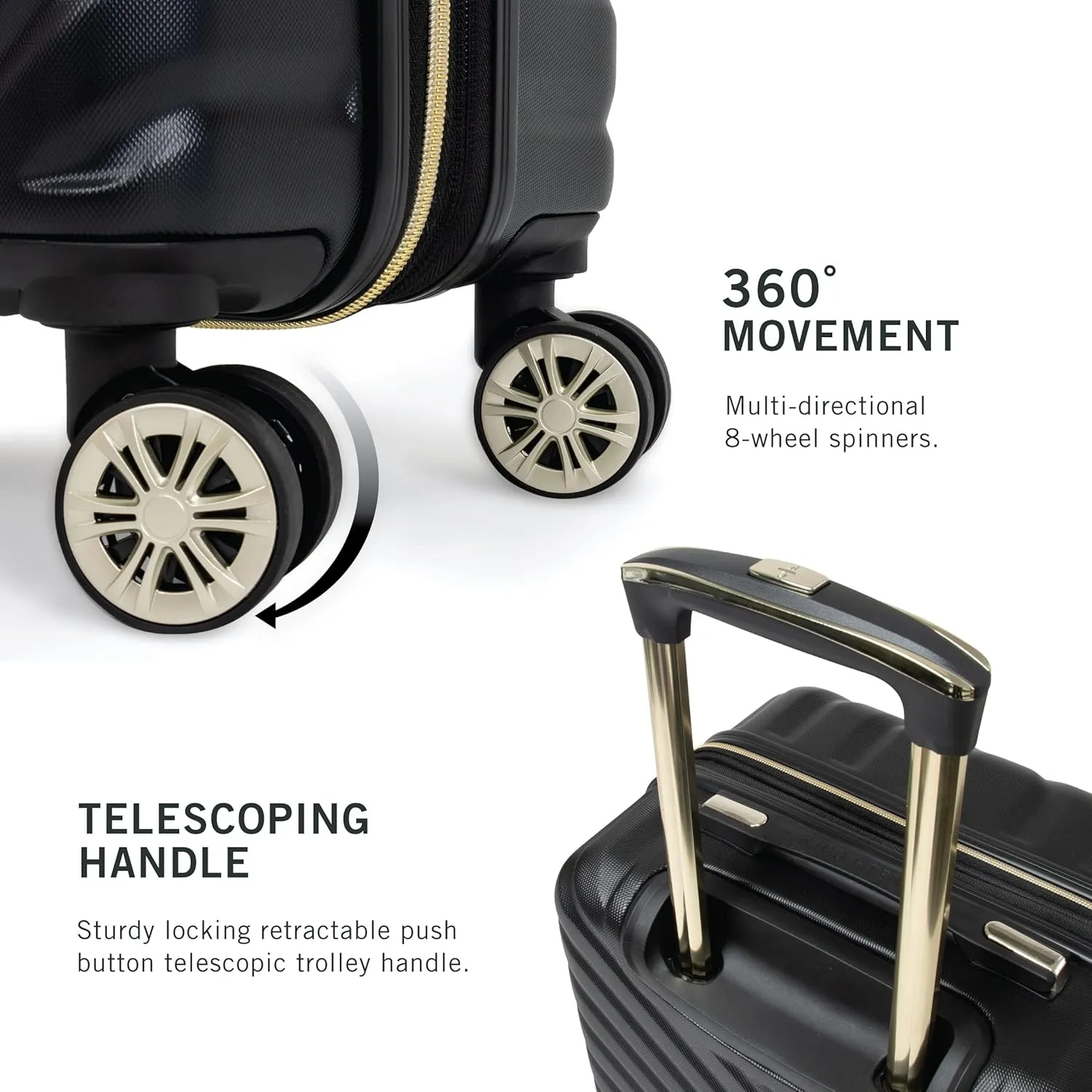 Kenneth Cole REACTION Madison Square Lightweight Hardside Chevron Expandable Spinner Luggage, Black, 20-Inch Carry On