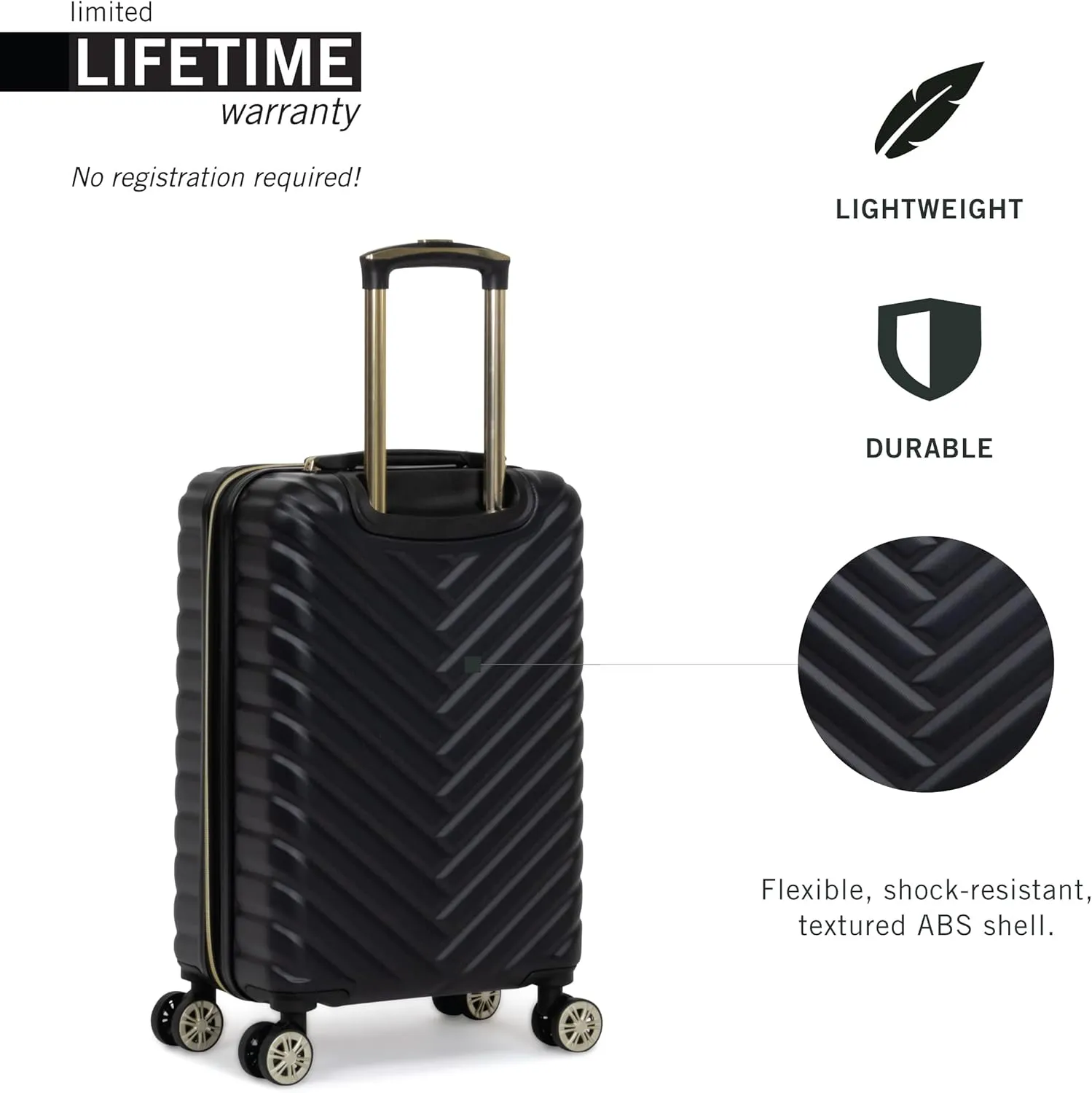 Kenneth Cole REACTION Madison Square Lightweight Hardside Chevron Expandable Spinner Luggage, Black, 20-Inch Carry On