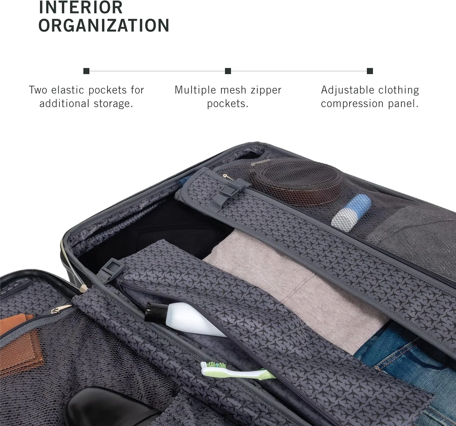 Kenneth Cole REACTION Madison Square Lightweight Hardside Chevron Expandable Spinner Luggage, Black, 20-Inch Carry On