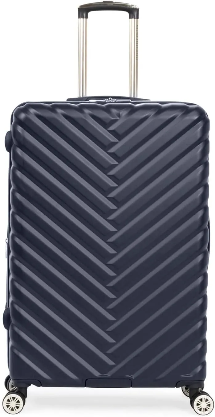 Kenneth Cole REACTION Madison Square Lightweight Hardside Chevron Expandable Spinner Luggage, Navy, 24-Inch Checked