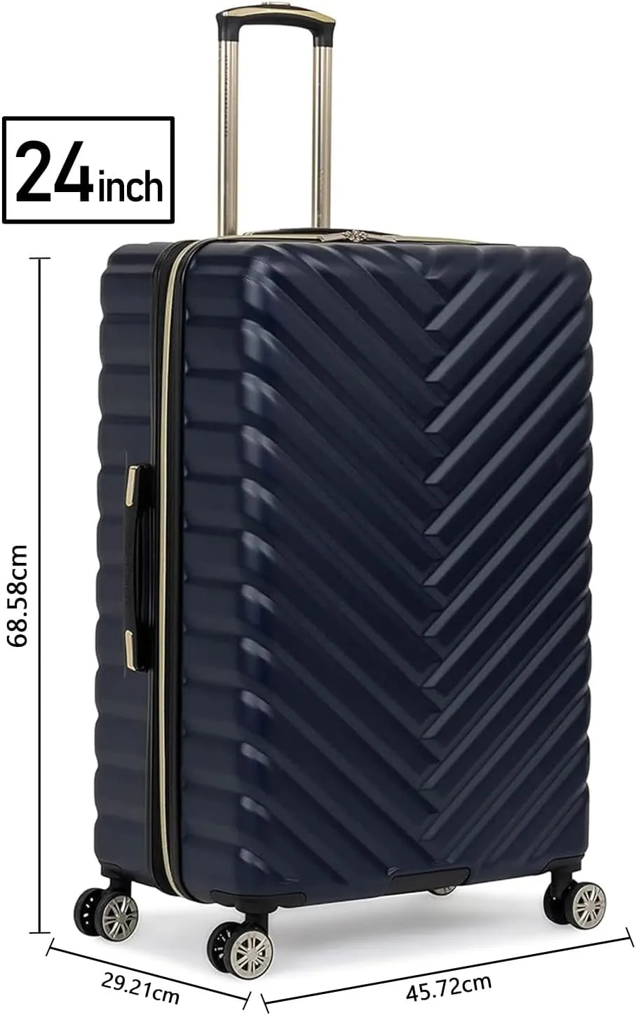 Kenneth Cole REACTION Madison Square Lightweight Hardside Chevron Expandable Spinner Luggage, Navy, 24-Inch Checked