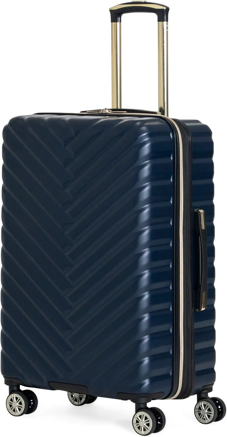 Kenneth Cole REACTION Madison Square Lightweight Hardside Chevron Expandable Spinner Luggage, Navy, 24-Inch Checked