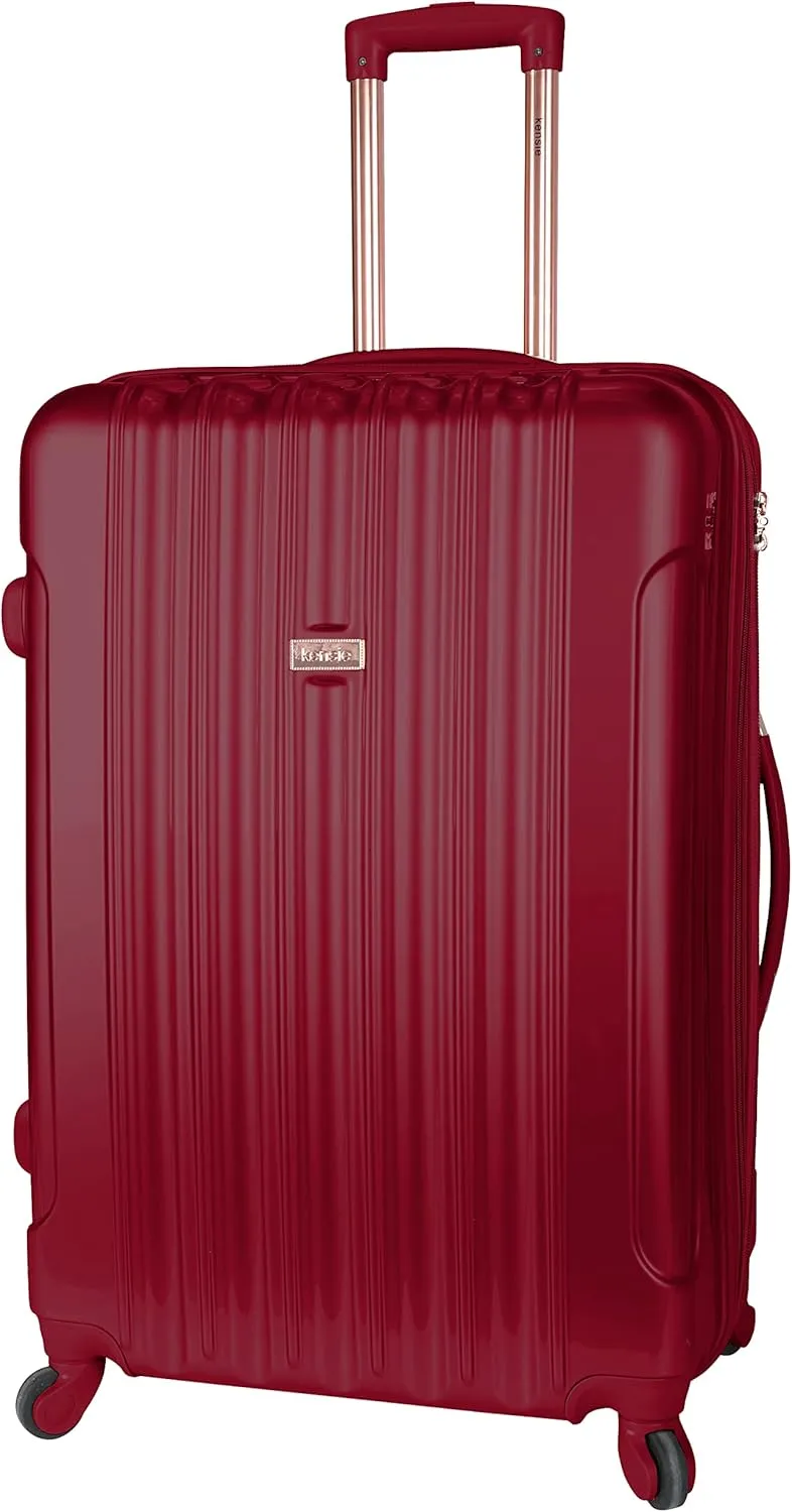 kensie Women's Alma Hardside Spinner Luggage,Expandable, Japanese Carmine Red, 3 Piece Set (20/24/28)