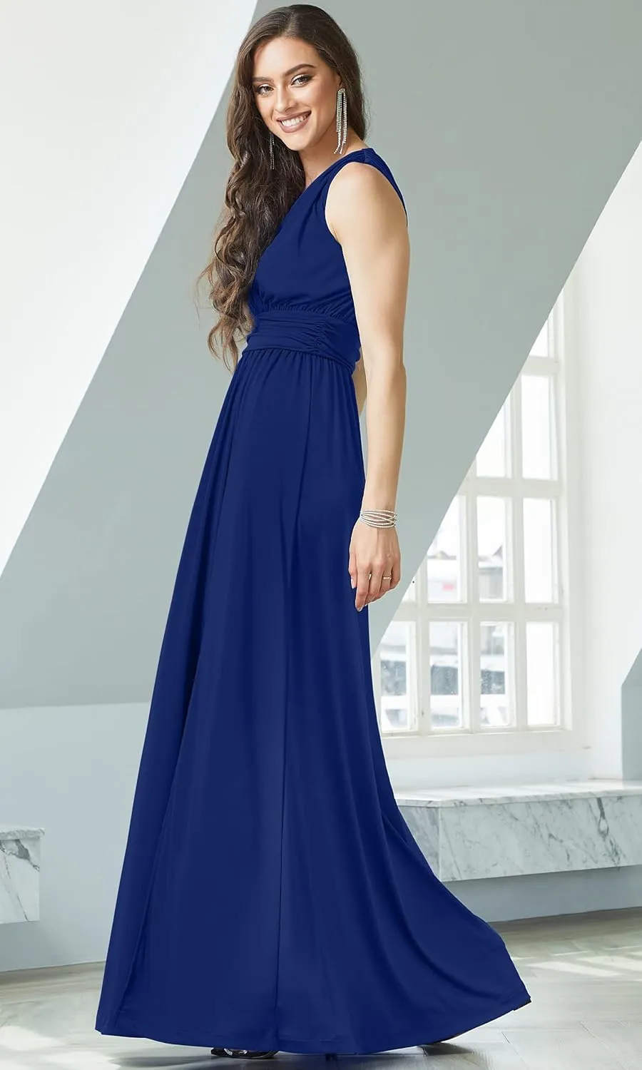 KOH KOH Womens Long Sleeveless Bridesmaid Cocktail Evening Maxi Dress