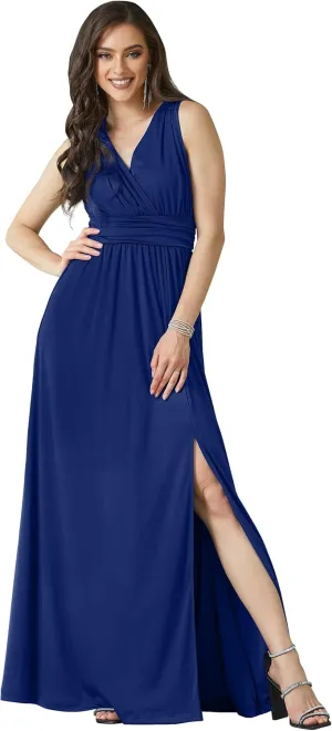 KOH KOH Womens Long Sleeveless Bridesmaid Cocktail Evening Maxi Dress