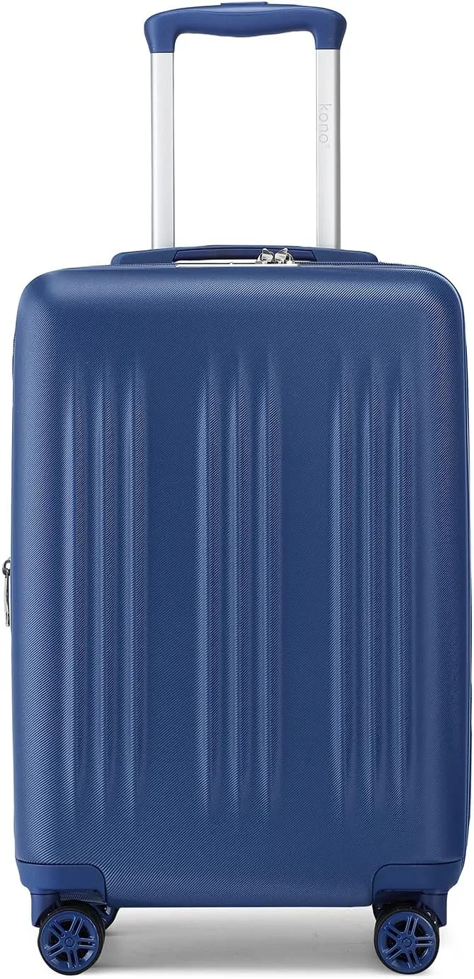 Kono Small 20 Inch Expandable Carry On Luggage with Spinner Wheels & TSA Lock, Scratch and Drop Resistant Hard Shell ABS & PC 22x14x9 Airline Approved Suitcase (Navy)